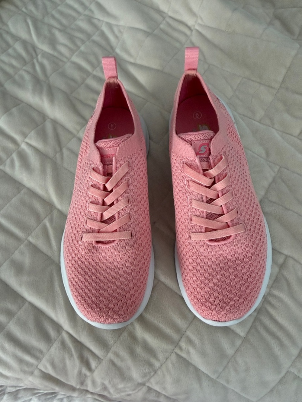 Skechers Pink Knit Slip-On Athletic Sneakers